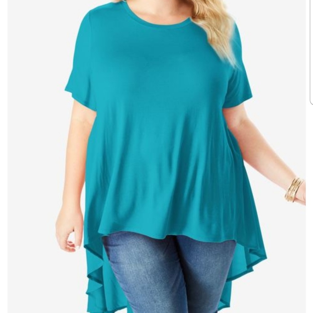 Sheer Back Ultra Tunic, Turquoise, Size 22/24, NEW